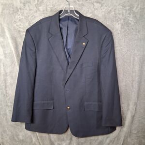 Oak Hill Blazer Mens 48r Navy Blue Gold Steel Buttons Single Breasted Vented